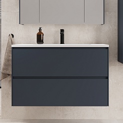 Style Line Тумба под раковину Лима 90 Plus подвесная эмаль графит матовая – фотография-3